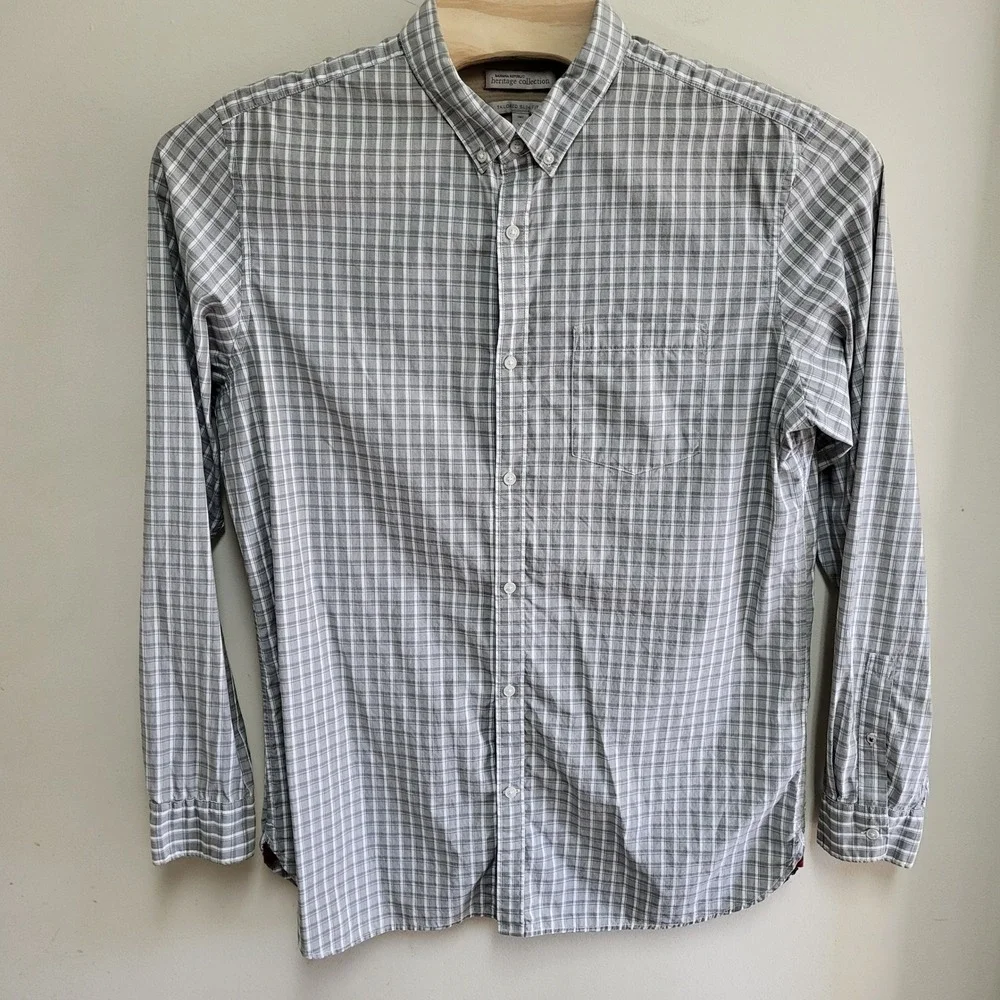 Banana Republic Heritage Collection Men XL Tall Tailored Slim Fit Plaid Shirt LS